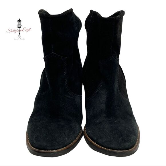 ZARA TRF Trafaluc Black Suede Leather Hidden Wedge Ankle Boots Booties 36 US 6 - Picture 9 of 14